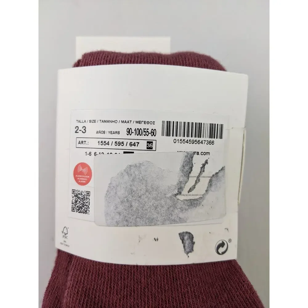 Zara 2 Pack Tights Mauve Dark Gray Size 2-3 Year
